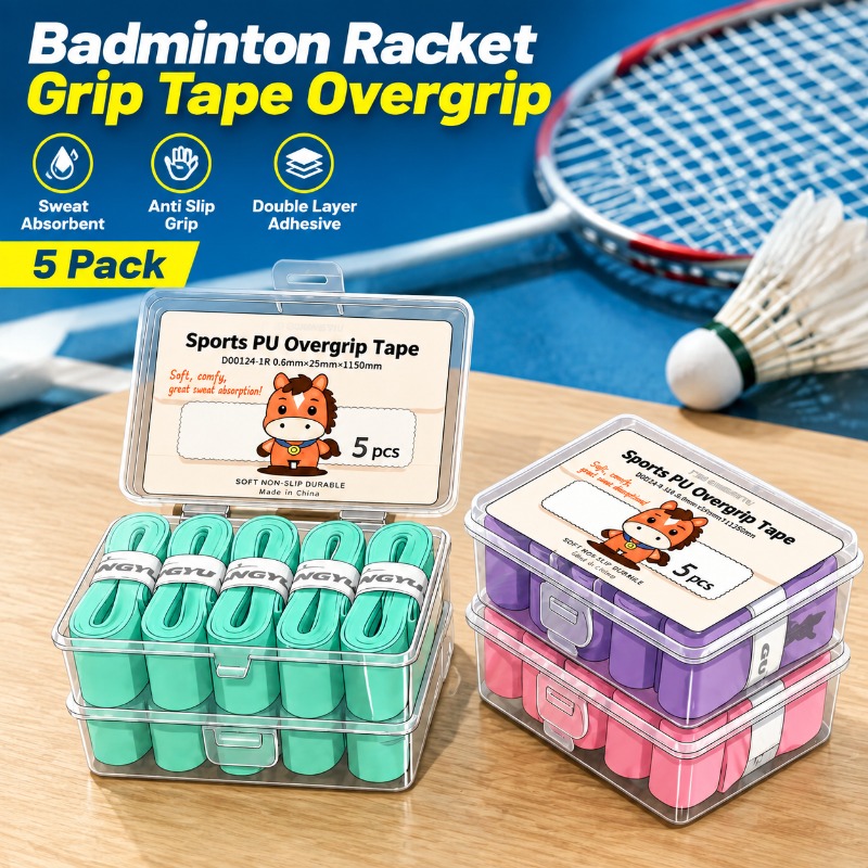 Badminton Smash - Badmintonracket-griptape Zweetabsorberende overgrip Dubbellaagse filmgecoate kleverige