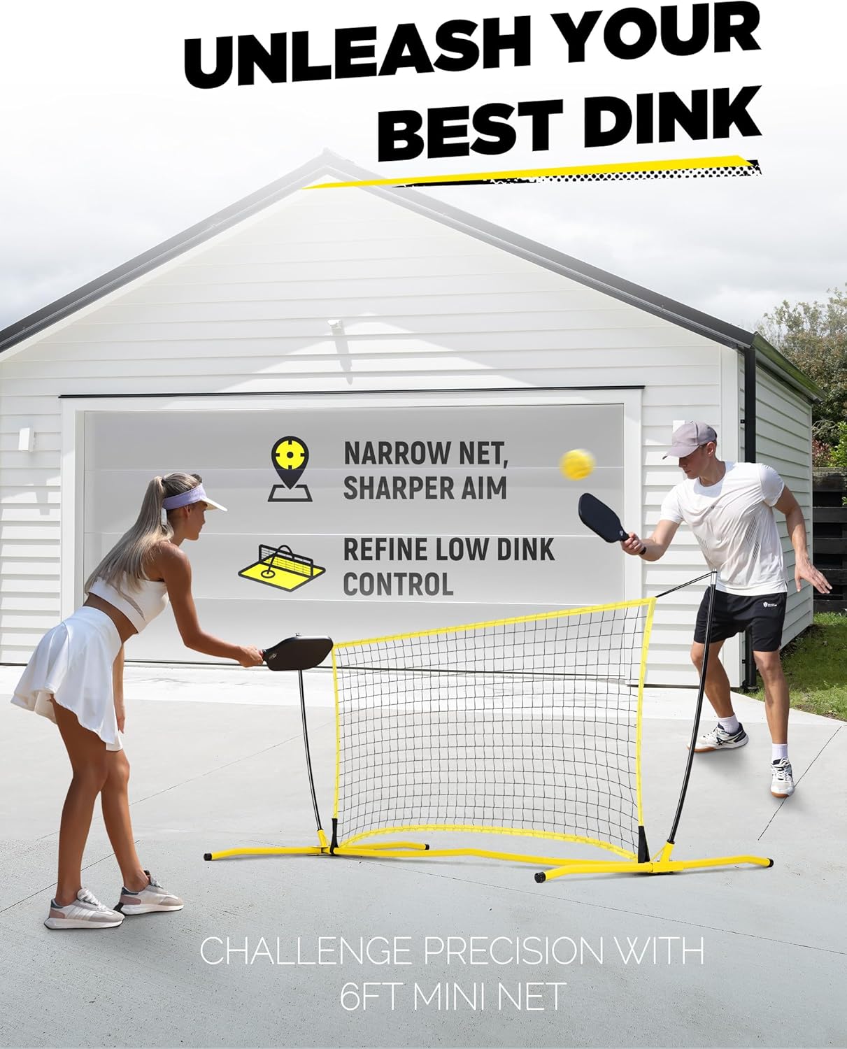 Training Net Mini - Trainingsapparatuur voor Pickleball, inclusief een rebounder